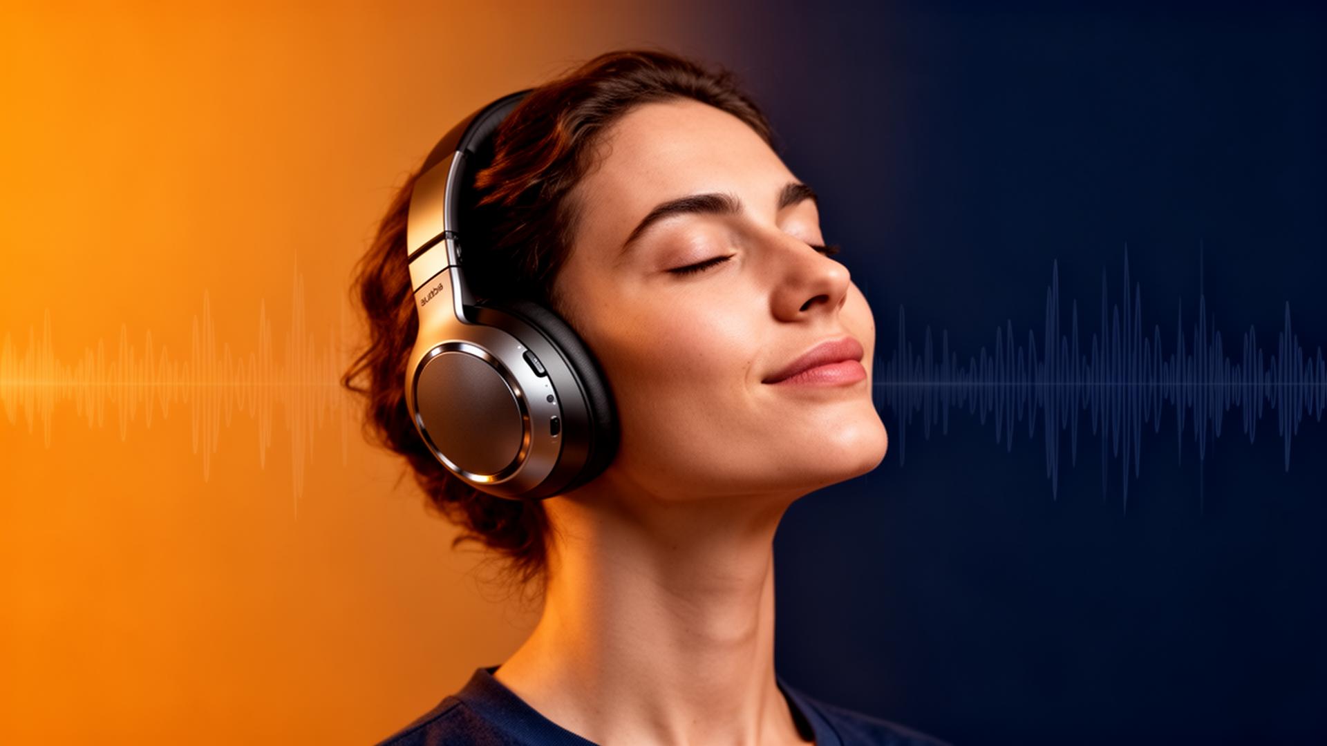 Persona disfrutando de Audible gratis con auriculares
